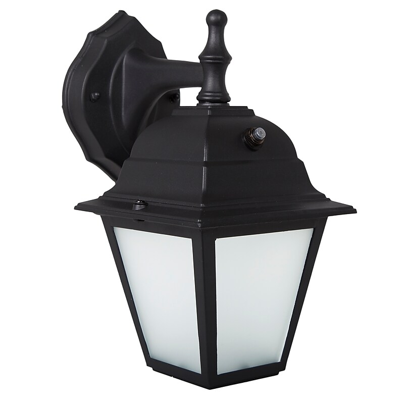 Maxxima LED Porch Lantern Outdoor Wall Light, Black with Frosted Glass, Warm White (MEL-9125W) image 1