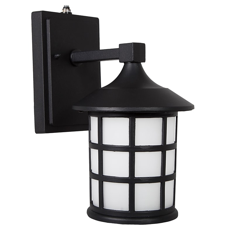 Maxxima LED Outdoor Wall Light, Black Metal Cage with Frosted Glass, Warm White (MEL-9150W) image 1