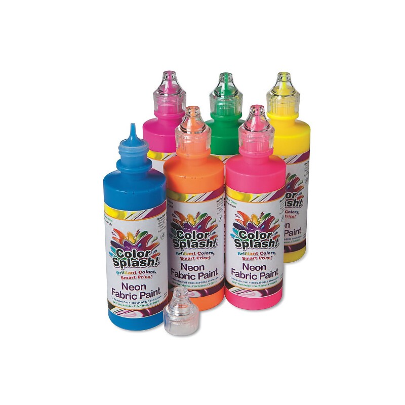 Color Splash Neon Fabric Paint, Assorted Colors, 6/Set (PT3377) image 1