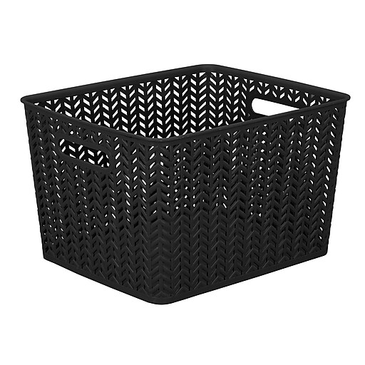 Simplify Herringbone Storage Bin, Large, Black (25175BLACK) at Staples