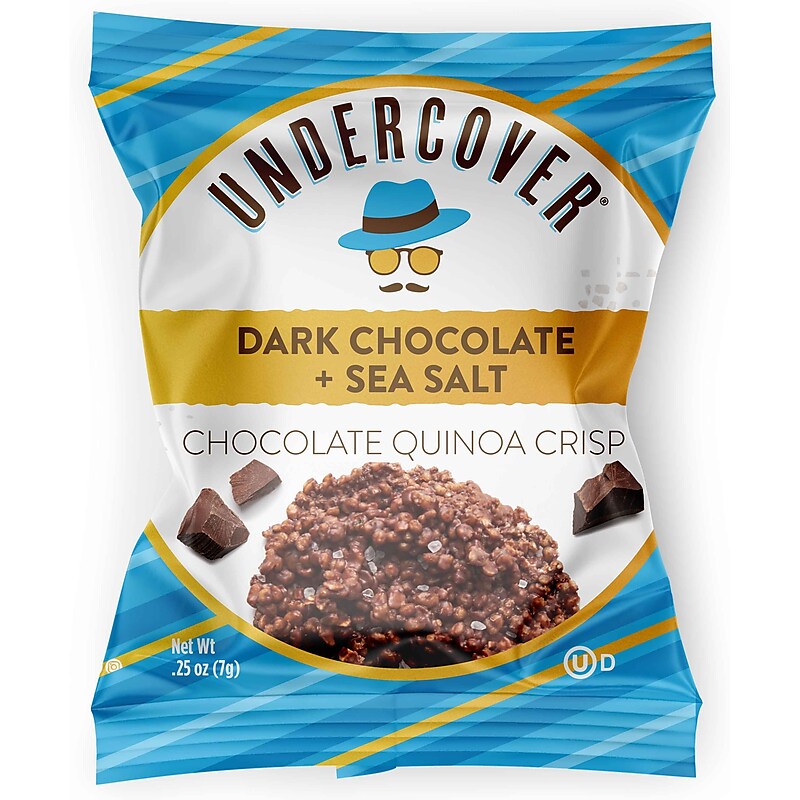 Undercover Snacks Dark Chocolate Sea Salt Crisps, 31.25 oz., 125 Bags/Pack (307-00382) image 1