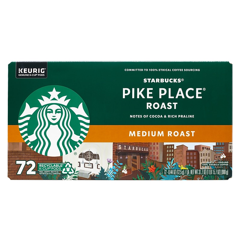 Starbucks Pike Place Coffee Keurig K-Cup Pods, Medium Roast, 72/Box (220-02158) image 1