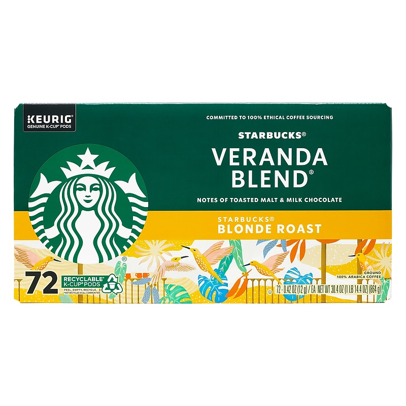 Starbucks Veranda Blend Coffee Keurig K-Cup Pods, Light Roast, 72/Box (220-02161) image 1