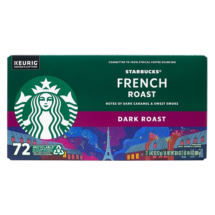 Starbucks French Roast Coffee Keurig K-Cup Pods, Dark Roast, 72/Box  (220-02159) | Staples