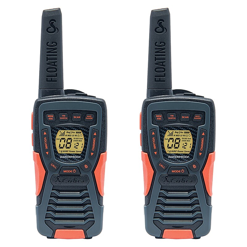Cobra FLT Floating Waterproof 37-Mile Range 2-Way Radios, Multicolored, 2/Pack (ACXT1035R FLT) image 1
