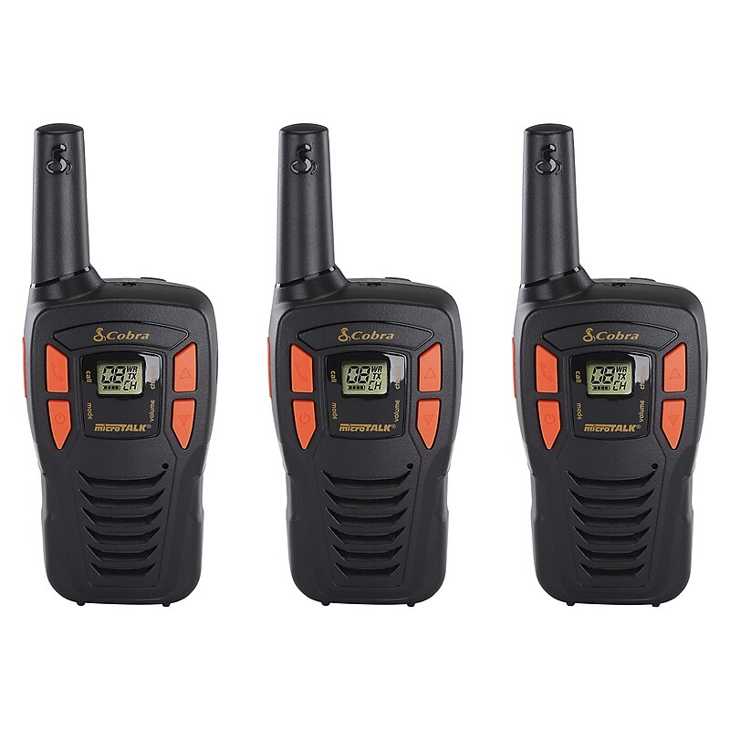 Cobra 16-Mile Range FRS 2-Way Radios, Black, 3/Pack (ACXT145-3) image 1
