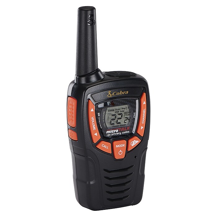 Cobra Weather-Resistant 25-Mile Range 2-Way Radio, Black, 2/Pack