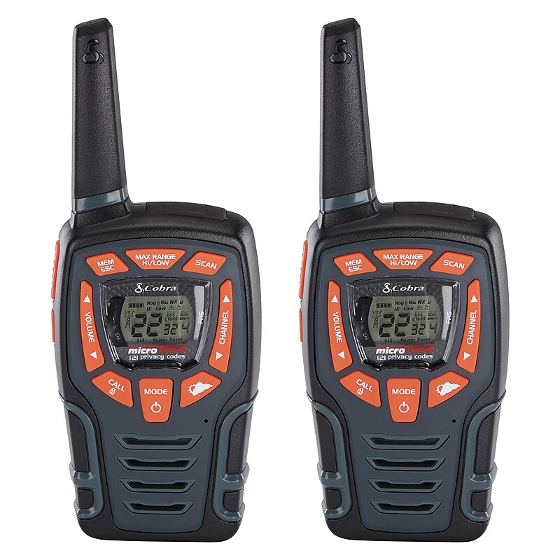 Cobra Weather-Resistant 28-Mile Range 2-Way Radio, Black, 2/Pack (ACXT545) image 1