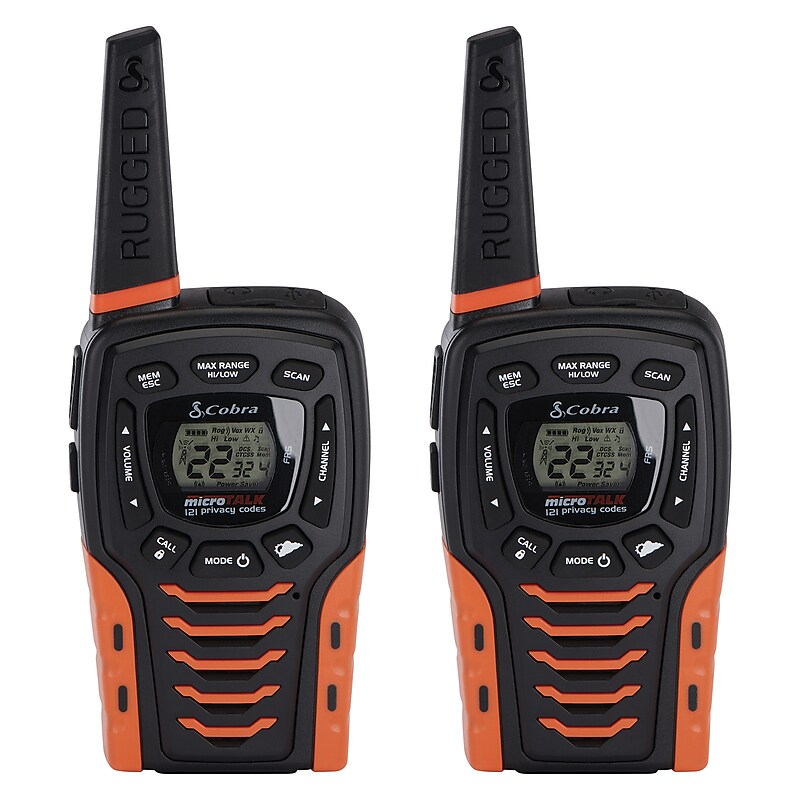 Cobra Waterproof 35-Mile Range 2-Way Radio, Black, 2/Pack (ACXT645) image 1