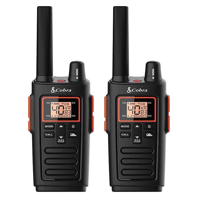 Cobra Weather-Resistant 32-Mile Range 2-Way Radio, Black, 2/Pack (RX380) image 1