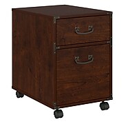 Office by kathy ireland® Ironworks 2 Drawer Mobile File Cabinet, Coastal Cherry (KI50202-03)