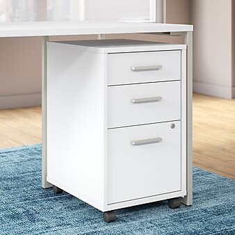 Office by kathy ireland® Method 3 Drawer Mobile File Cabinet - Assembled, White (KI70203SU)