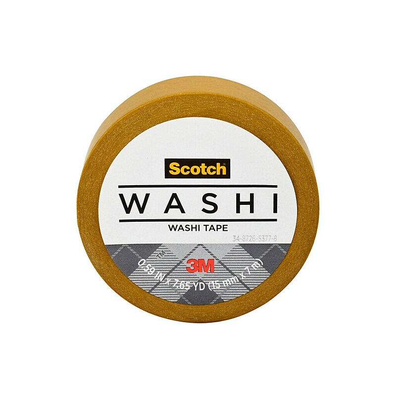 Scotch Washi Tape, 0.59" x 7.65 yds., Mustard (C314-MUS) image 1
