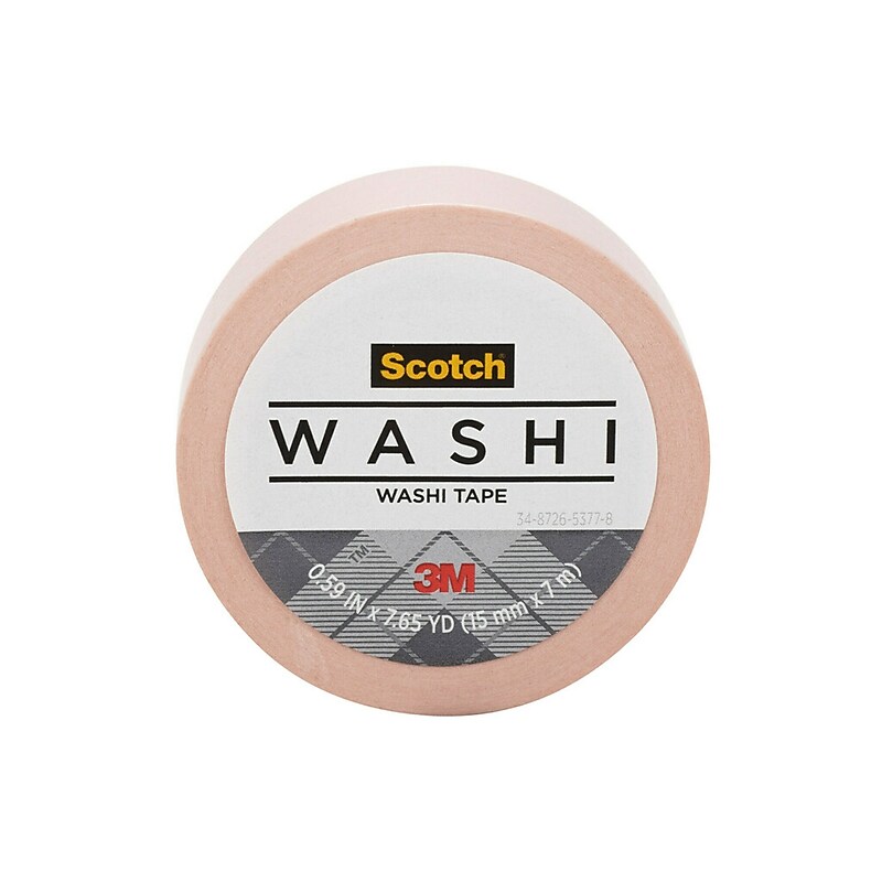 Scotch Washi Tape, 0.59" x 7.65 yds., Pink (C314-PNK3) image 1