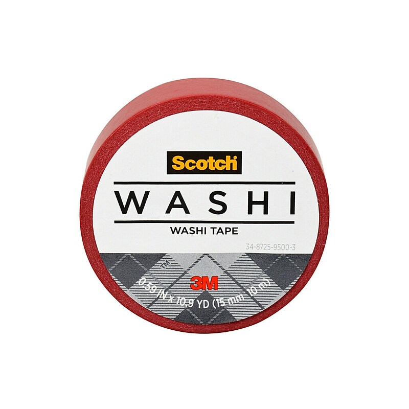 Scotch Washi Tape, 0.59" x 392.4 in, Red (C314-RED2) image 1