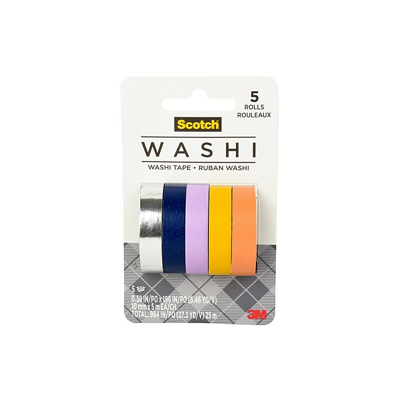 Scotch Washi Tape, 0.39" x 5.46 yds., Athliesure Design, 5 Rolls/Pack (C1017-5-P3) image 1