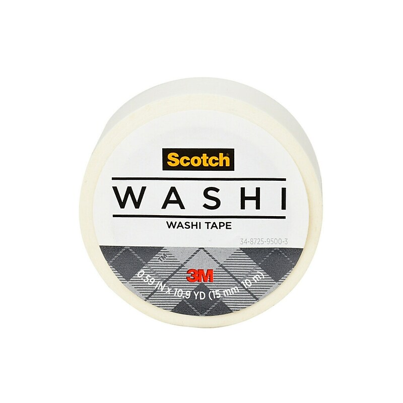 Scotch Washi Tape, 0.59" x 10.9 yds., White (C314-WHT) image 1