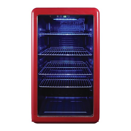 Magic Chef MCB34CHR Retro Beverage Cooler, Red Staples