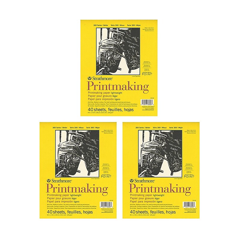 Strathmore Printmaking Paper Pads 8 in. x 10 in. 40 sheets [Pack of 3](PK3-333-8) image 1