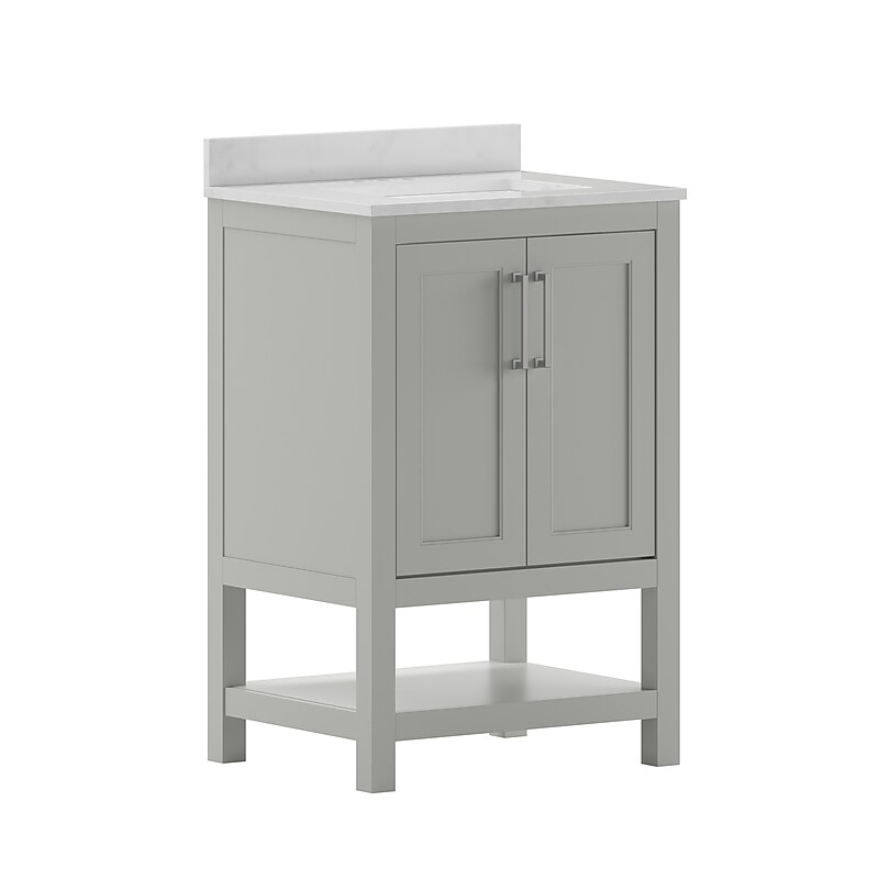 Flash Furniture Vega Bathroom Vanity with Sink and Storage, 24" Gray/White (FSVEGA24GY) image 1