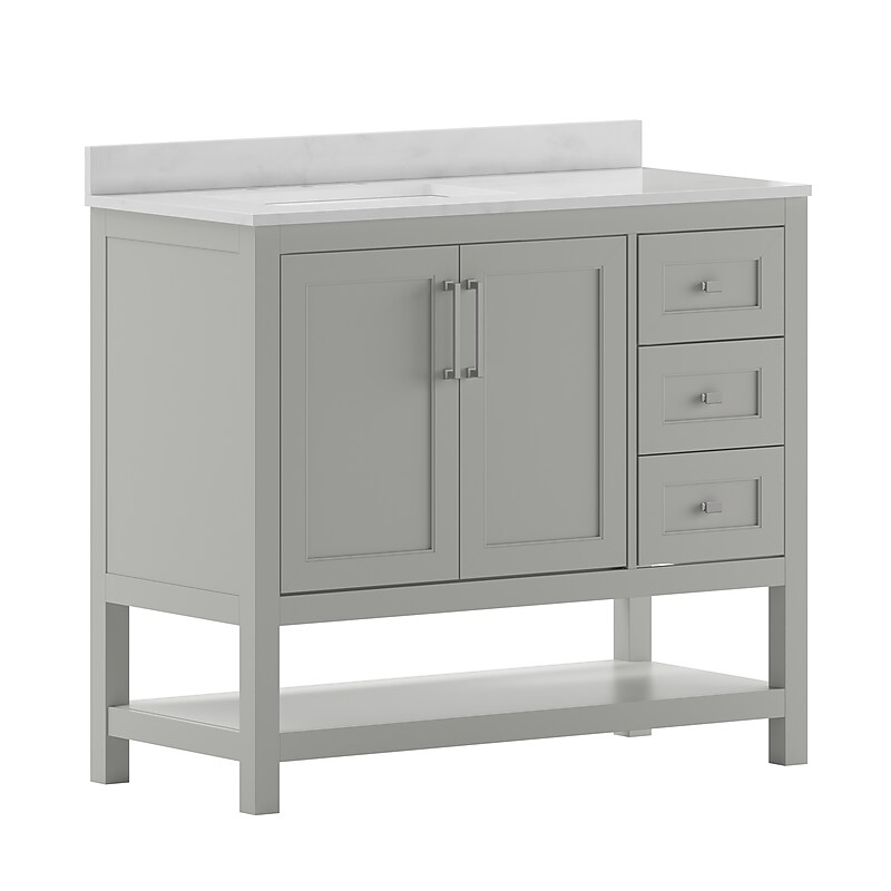 Flash Furniture Vega Bathroom Vanity with Sink and Storage Drawers, 42" Gray/White (FSVEGA42GY) image 1