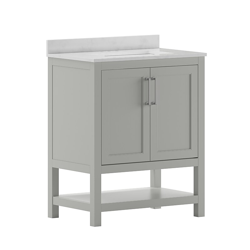 Flash Furniture Vega Bathroom Vanity with Sink and Storage, 30" Gray/White (FSVEGA30GY) image 1