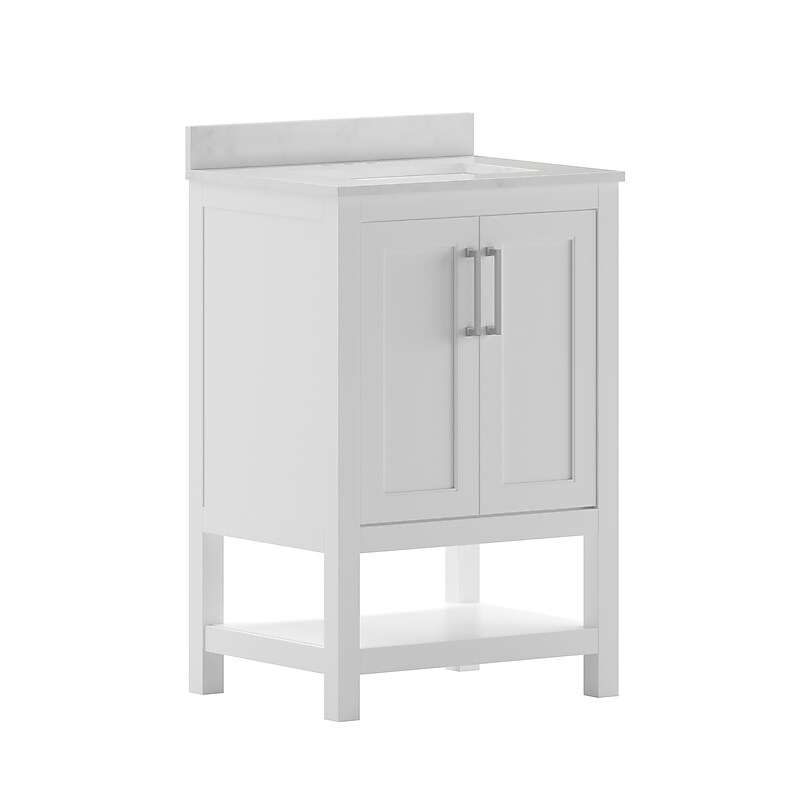 Flash Furniture Vega Bathroom Vanity with Sink and Storage, 24" White (FSVEGA24WH) image 1