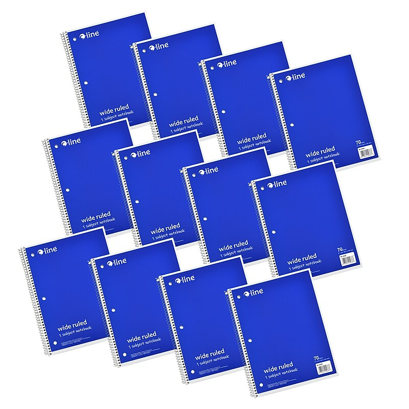 C-Line 1-Subject Notebooks, 8" x 10.5", Wide Ruled, 70 Sheets, Blue, 12/Bundle (CLI22038-12) image 1