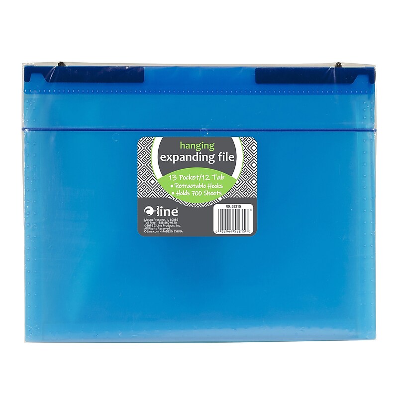 C-Line Heavy Duty Hanging File Folder, Letter Size, Bright Blue, 3/Bundle (CLI58215-3) image 1