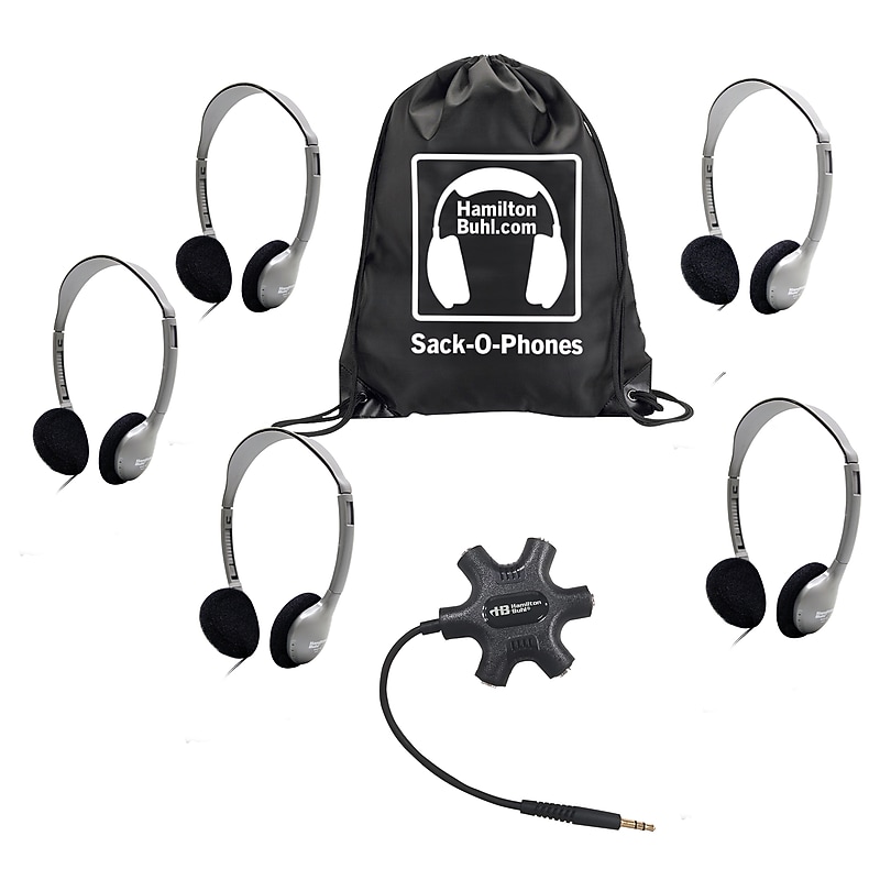 HamiltonBuhl Galaxy Econo-Line of Sack-O-Phones: 5 HA2 Headphones, Starfish Jackbox, and Carry Bag (HECGJB5HA2) image 1