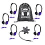 HamiltonBuhl Galaxy Econo-Line of Sack-O-Phones: 5 Purple Headphones, Starfish Jackbox, and Carry Bag (HECGJB5HA2PPL)~#|#~sp215022702_sc7