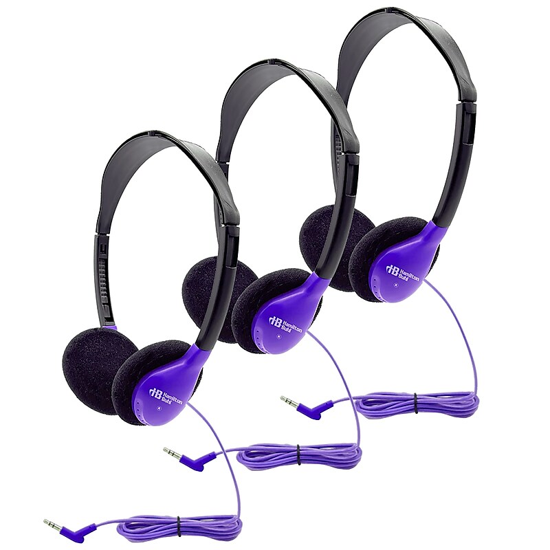 HamiltonBuhl Personal On-Ear Stereo Headphone, Purple, 3/Pack (HECHA2PPL-3) image 1