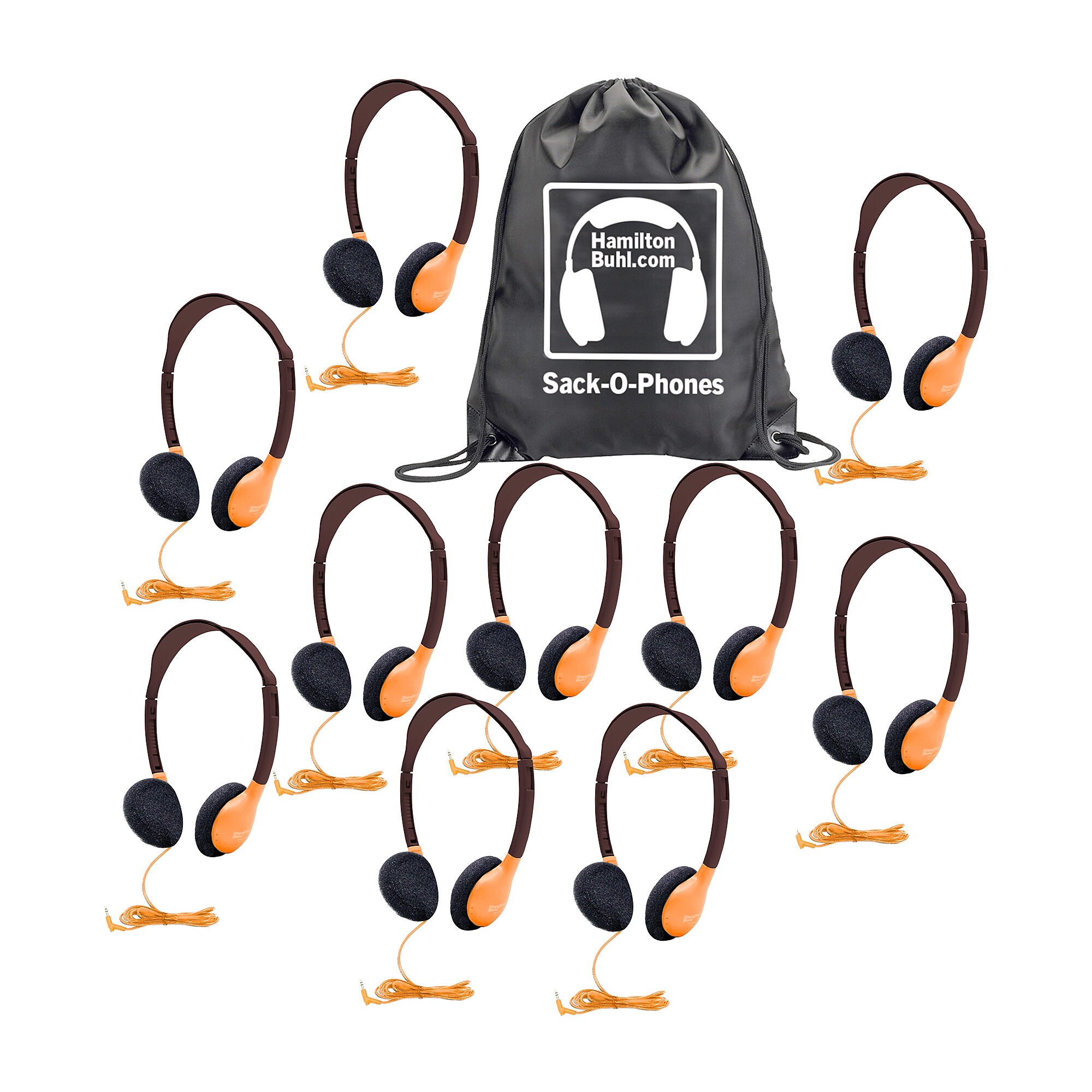 HamiltonBuhl Sack-O-Phones: 10 Personal Headphones in a Carry Bag, Orange (HECSOPHA2ORG) Sansujyuku sansujyuku.com