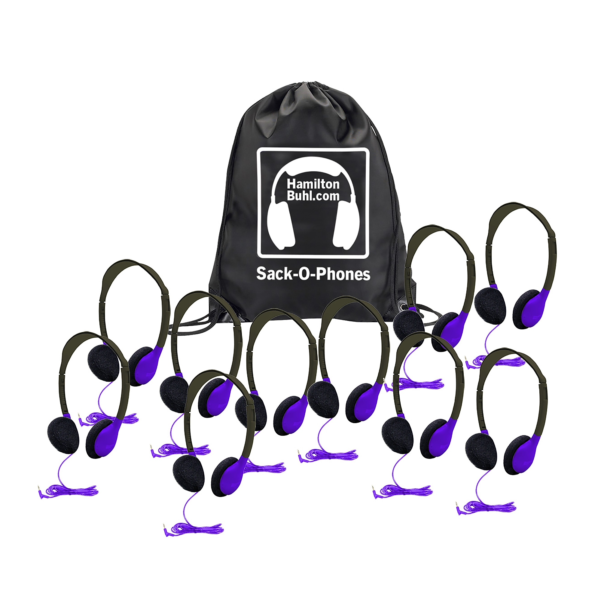 HamiltonBuhl Sack-O-Phones: 10 Personal Headphones in a Carry Bag, Purple (HECSOPHA2PPL) Sansujyuku sansujyuku.com