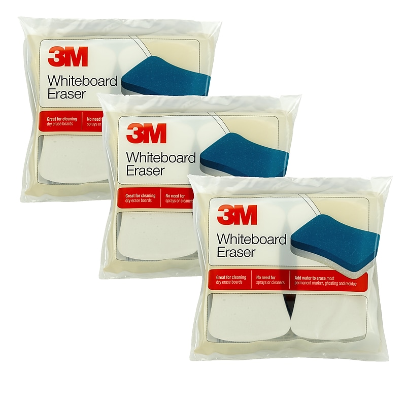 3M® Whiteboard Eraser Pads, 2 Per Pack, 3 Packs (MMM581WBE-3) image 1