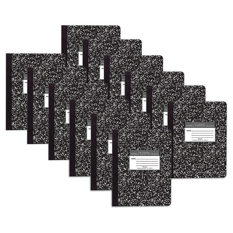 Roaring Spring Paper Products Composition Notebooks, 9.75" x 7.5", 50 Sheets, Black Marble, 12/Bundle (ROA77260-12) image 1