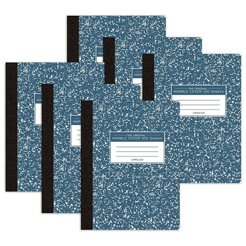 Roaring Spring Paper Products Composition Notebooks, 9.75" x 7.5", 100 Sheets, Blue Marble, 6/Bundle (ROA77261-6) image 1