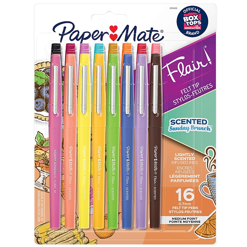 Paper Mate Flair Scented Felt Tip Pens, Medium Point, 0.7mm, Assorted Ink, 16/Pack (SAN2125408) image 1
