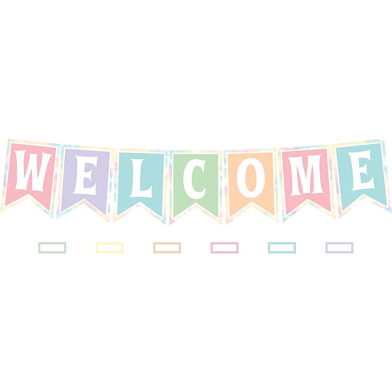 Teacher Created Resources Pastel Pop Pennants Welcome Bulletin Board Set, 53/Set (TCR8410) image 1