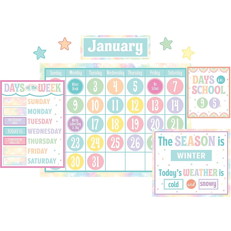 Teacher Created Resources Pastel Pop Calendar Bulletin Board Set, 115/Set (TCR8411) image 1