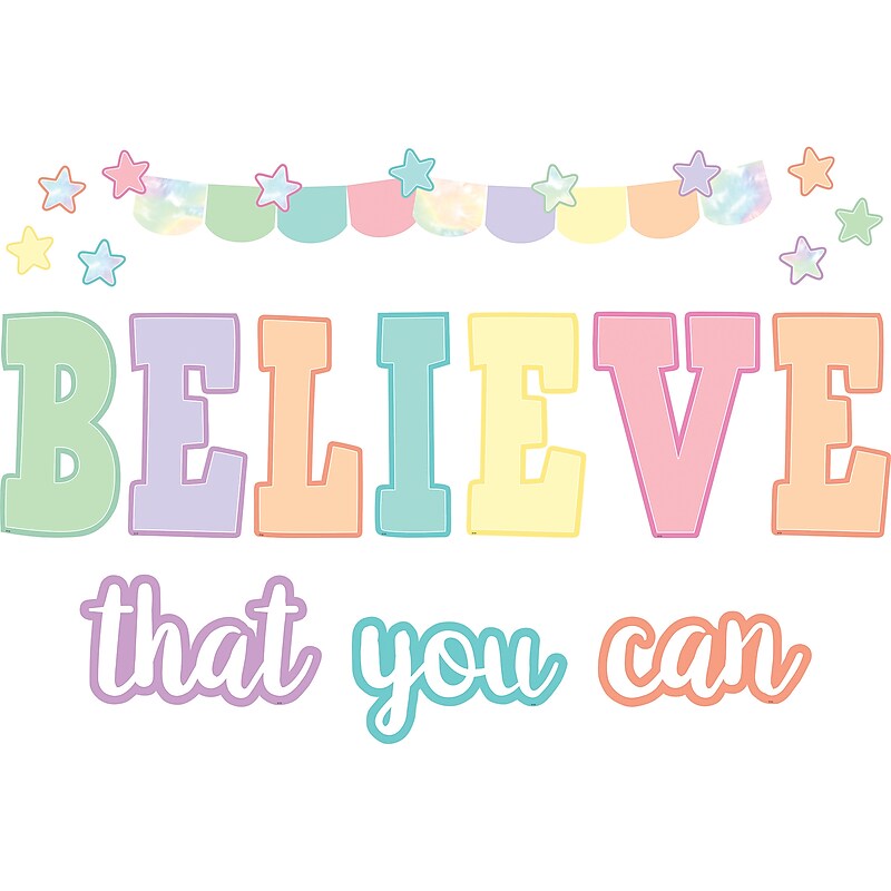 Teacher Created Resources Pastel Pop Believe That You Can Bulletin Board Set, 30/Set (TCR8412) image 1