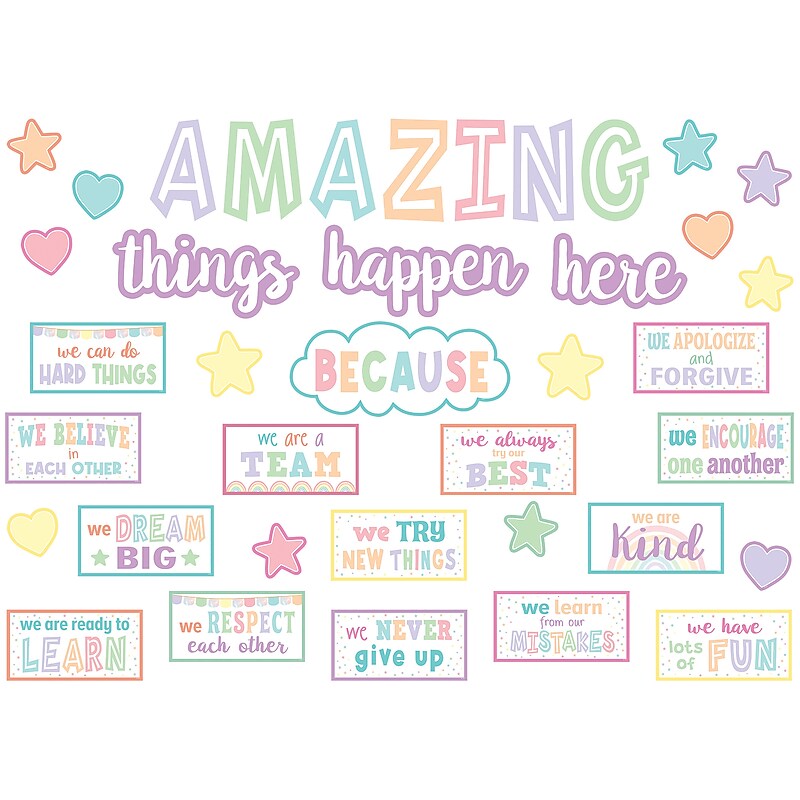Teacher Created Resources Pastel Pop Amazing Things Happen Here Bulletin Board Set, 42/Set (TCR8413) image 1