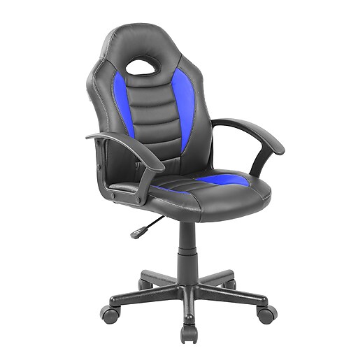 Nicer Furniture AP1878-BL Ergonomic Racing Gaming Chair with Head Cushions & Adjustable Armrest Blue