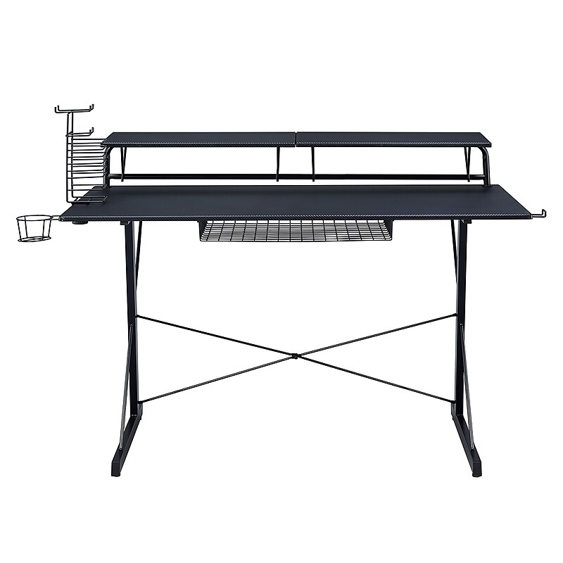Techni Sport Carbon Computer Gaming Desk with Shelving, Black (RTA-TS200-BK) image 1