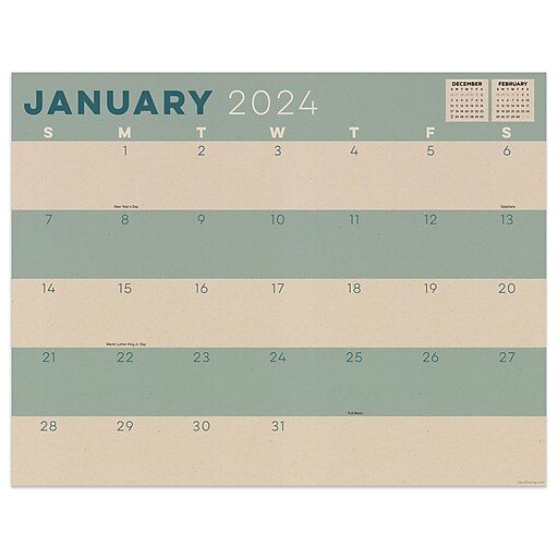 2024 TF Publishing 12" x 17" Kraft Medium Desk Pad Monthly Blotter