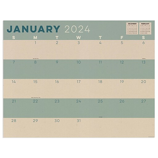 2024 TF Publishing 17" x 22" Kraft Large Desk Pad Monthly Blotter