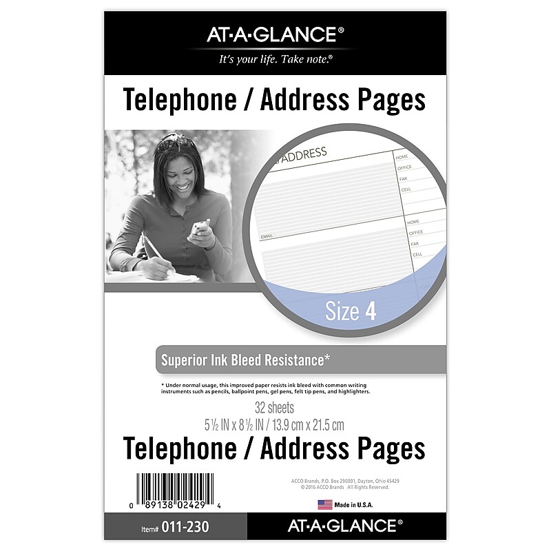 AT-A-GLANCE 5.5" x 8.5" Paperboard Undated Refill, White, 30/Pack (011-230) image 1