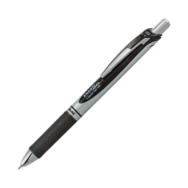Pentel EnerGel RTX Gel Pens, Needle Tip Extra Fine Point, 0.3mm, Black Ink, Dozen (BLN73-A) image 1