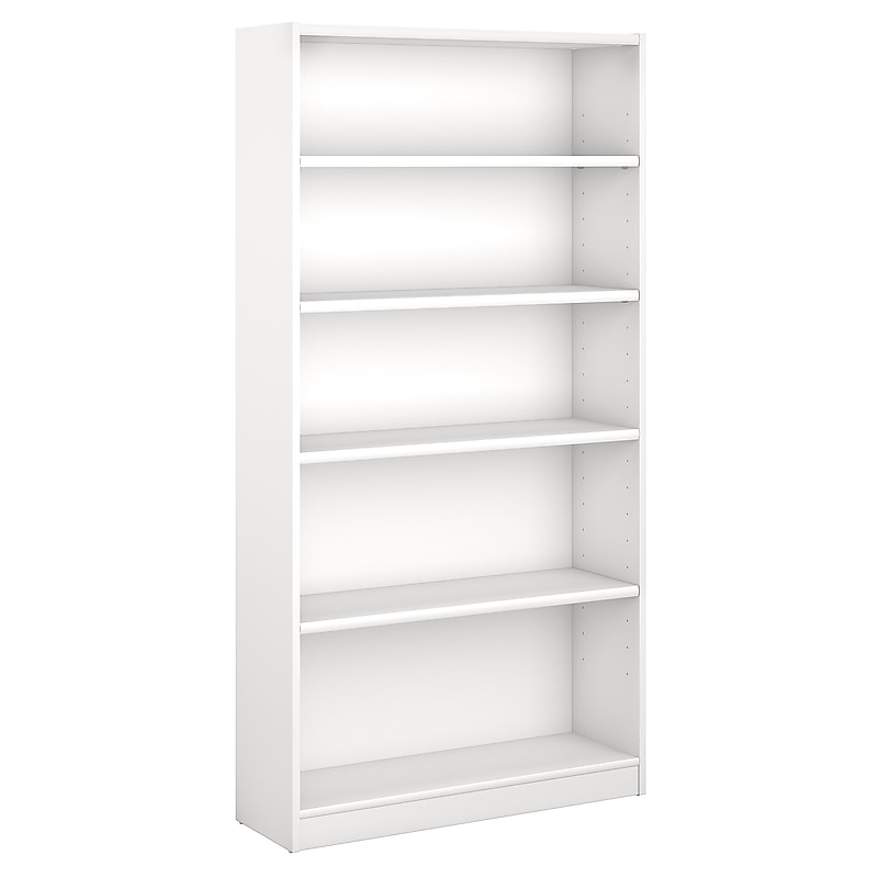 Bush Furniture Universal 72"H 5-Shelf Bookcase with Adjustable Shelves, Pure White (WL12417) image 1