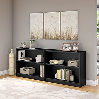 Bush Furniture Universal 30"H 2-Shelf Bookcase, Classic Black, Set of 2 (UB001BL)